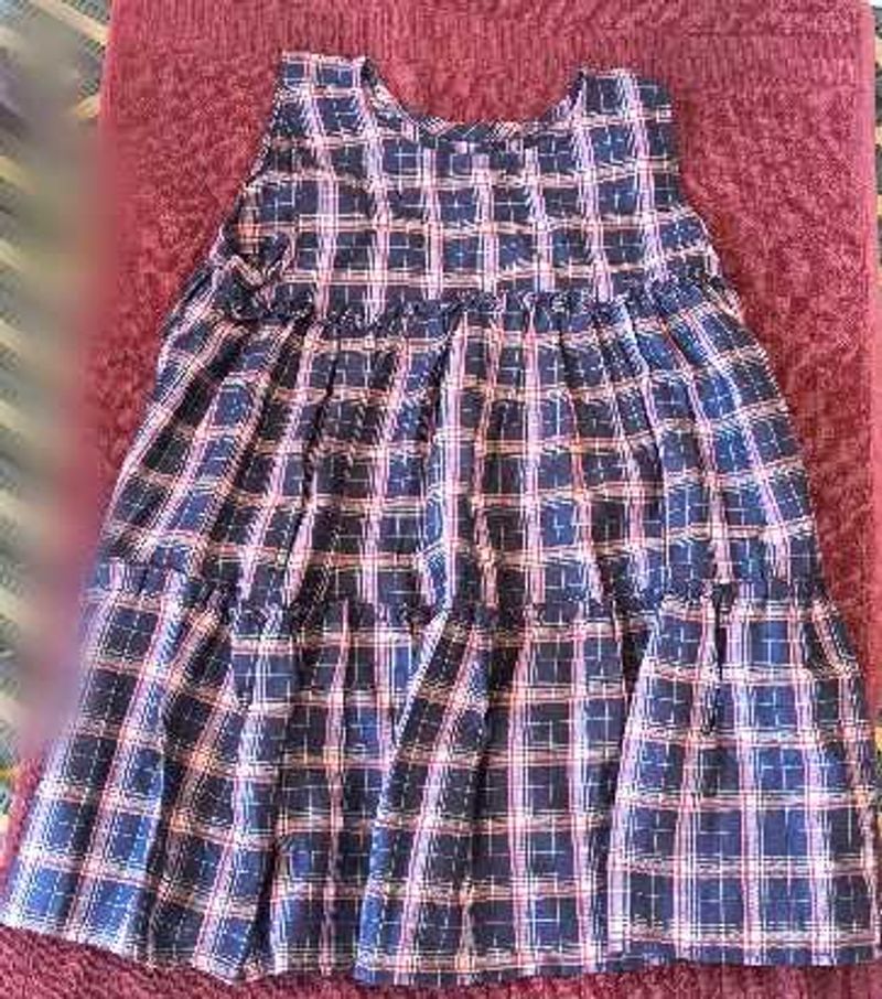 Blue Plaid Tiered Dress