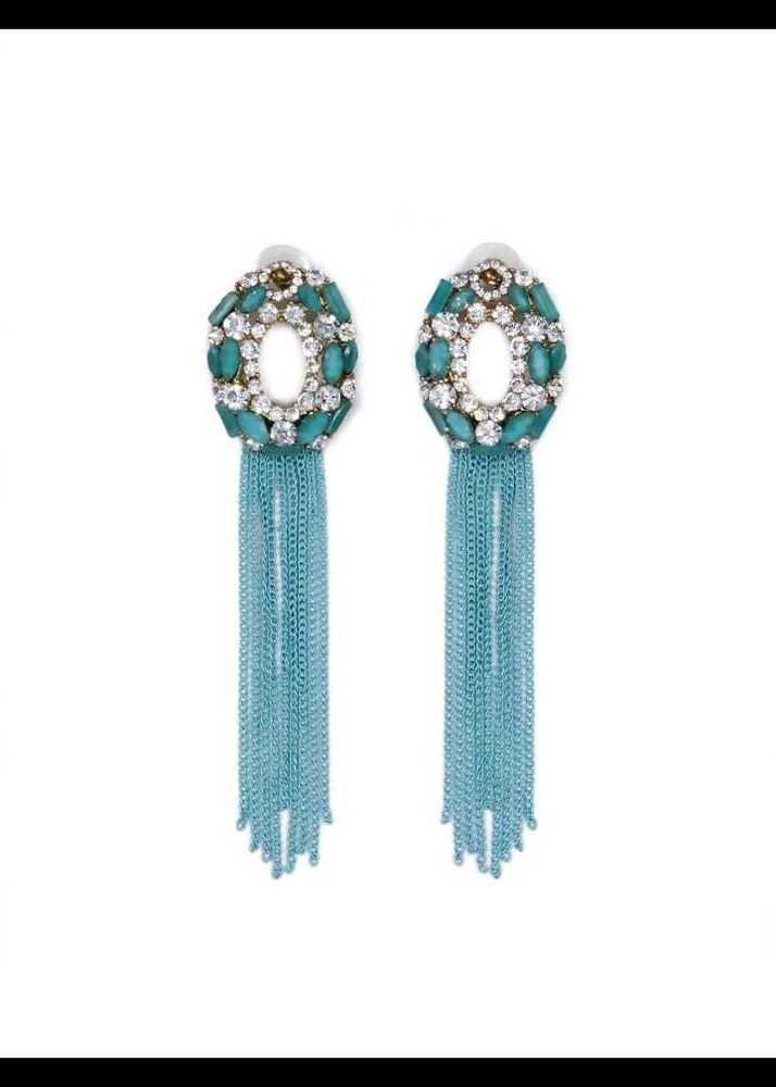 Dangling Turquoise &amp; Crystal Earrings