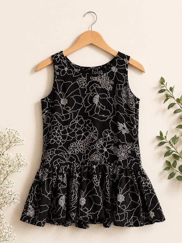 Chic Floral Sleeveless Peplum Top