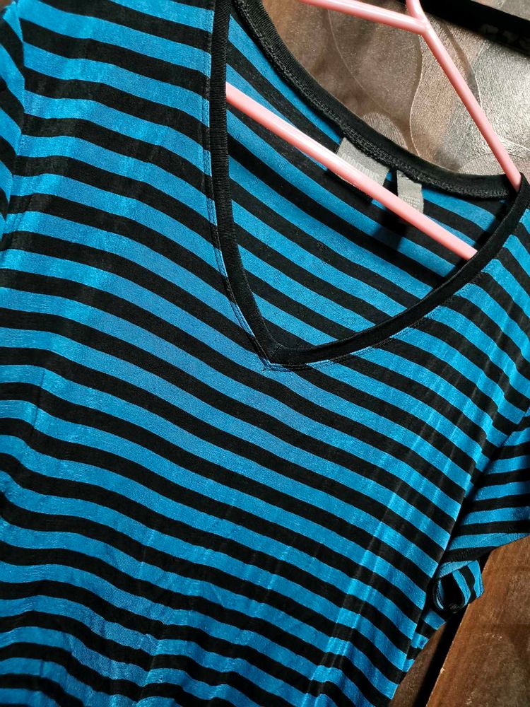 ADDITIONS by CHICO'S Striped V-Neck T-Shirt - Supe