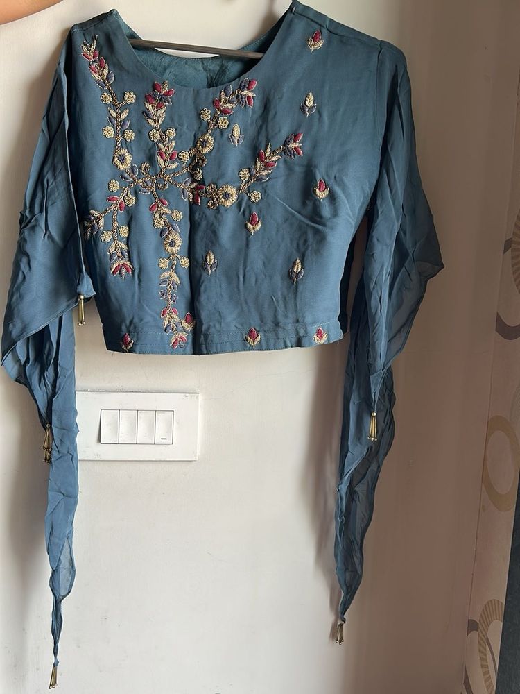 crop top drape skirt