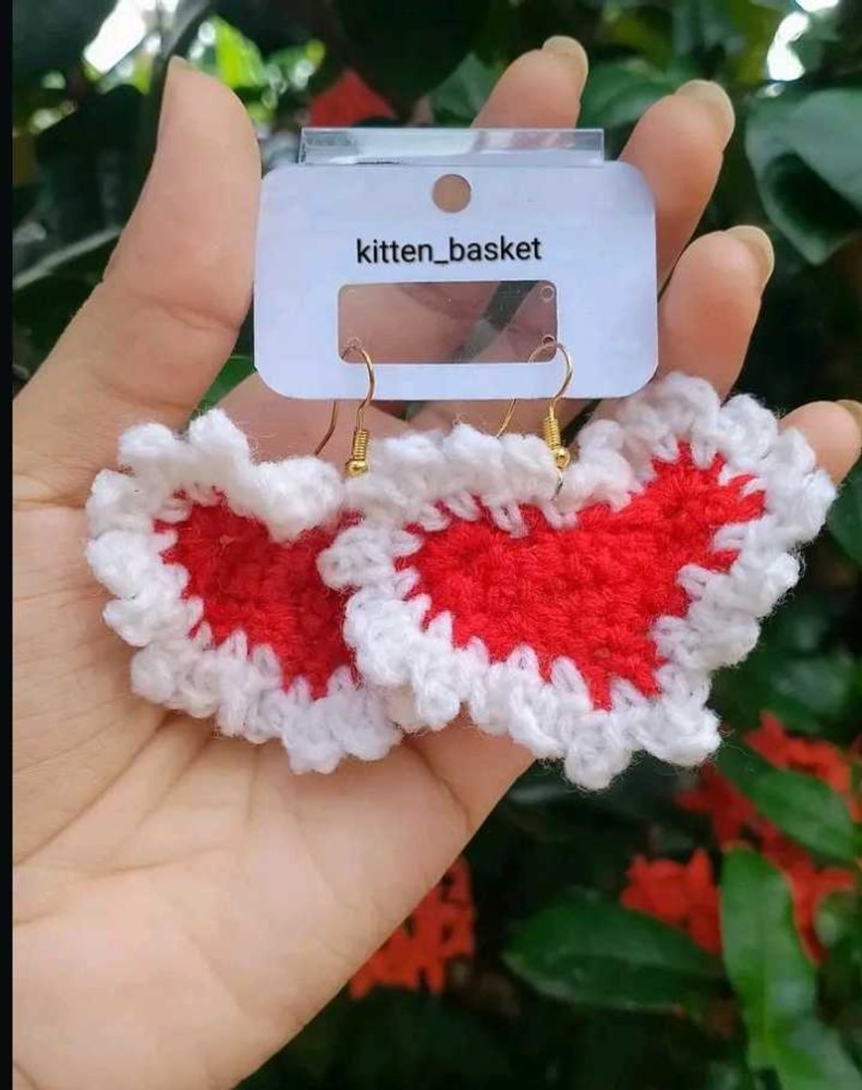 Handmade Crochet Heart Earrings