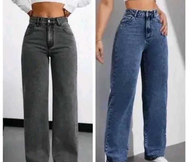 Wide Leg Jeans - Grey &amp; Blue