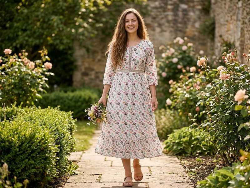 New with tag Chickonkuri Floral Print Midi Dress