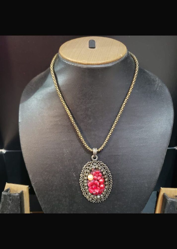 vintage porcelain flowers Pendant Necklace