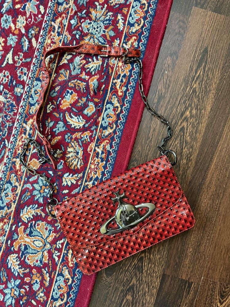 Vivienne Westwood Red Studded Pattern Handbag