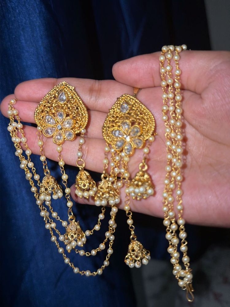 Gold Plated Maangtika with Pearls