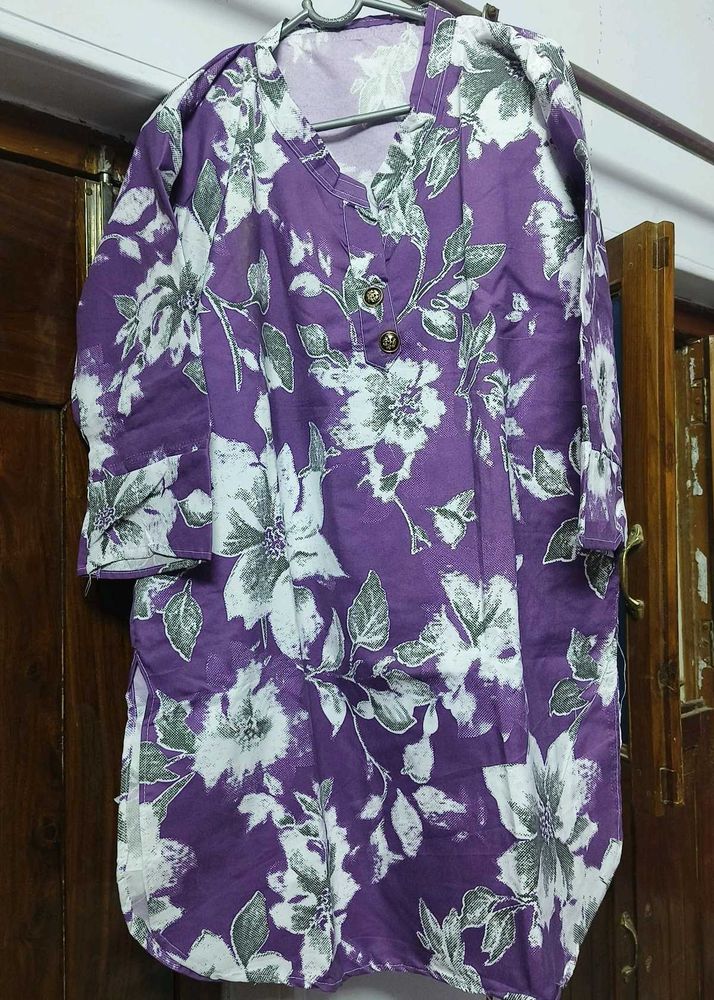 Purple Floral Print Kurta