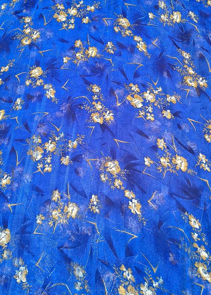 Vintage Blue Floral Print Soft Fabric 4.5 meters