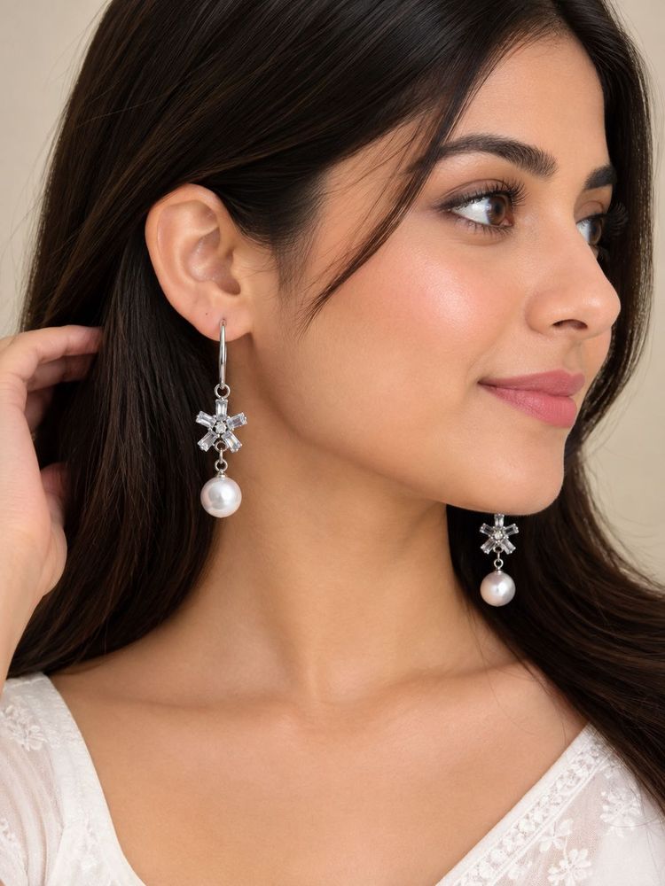 Elegant Pearl &amp; Crystal Drop Earrings