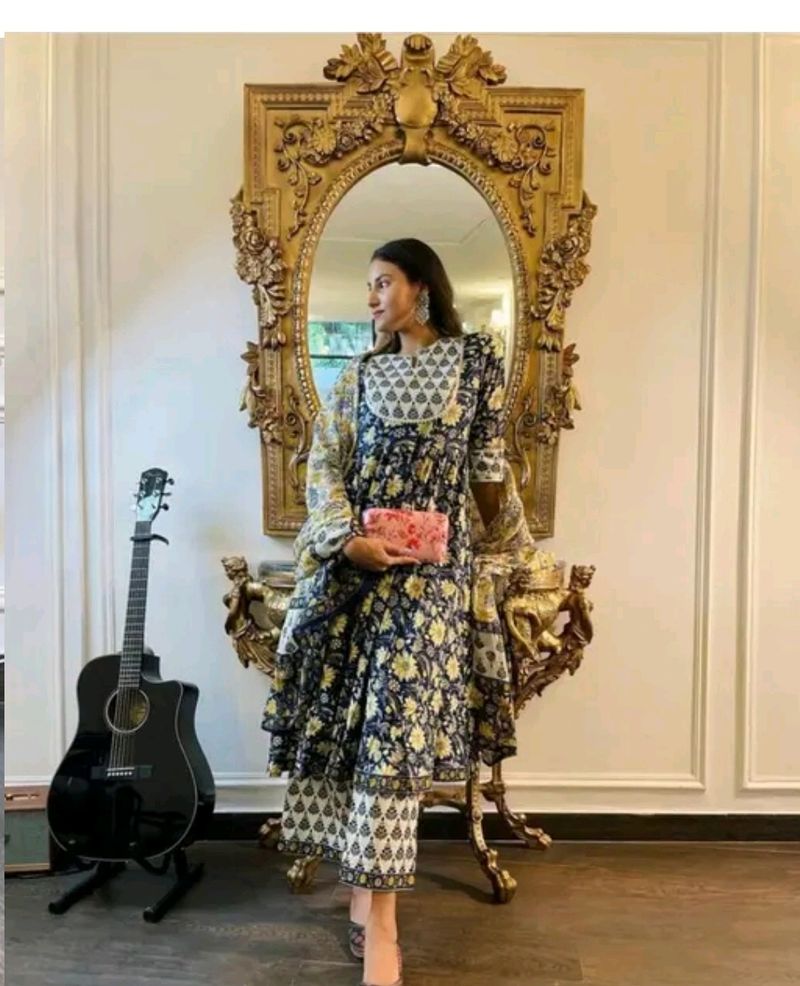 Women's Printed Anarkali Kurta and Palazzo Set