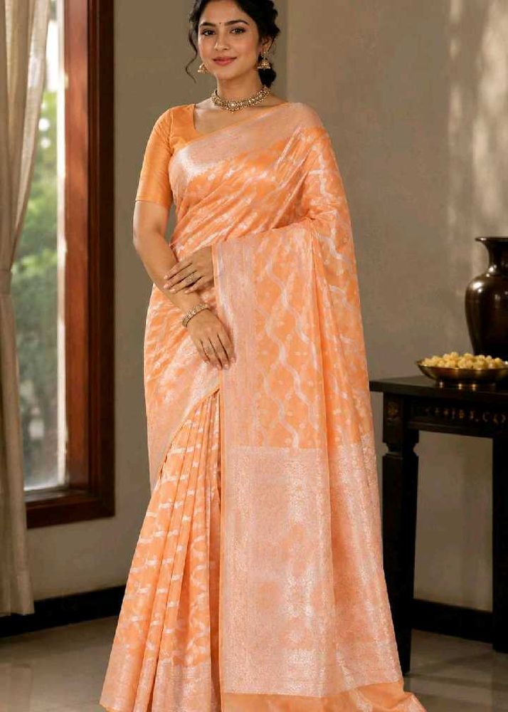 Elegant Orange Silk Saree
