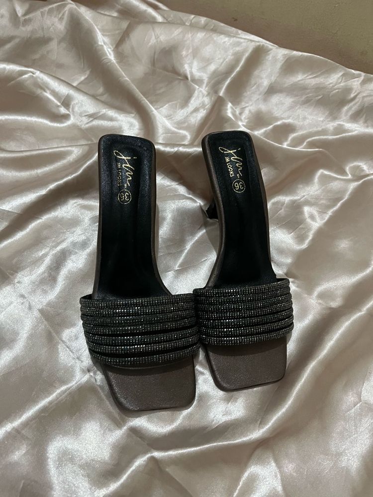 Sparkling Embellished Heeled Sandals