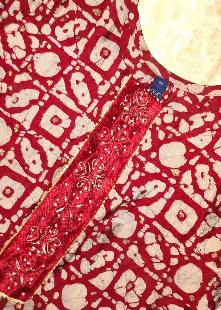 Red Printed Kurta🎉
