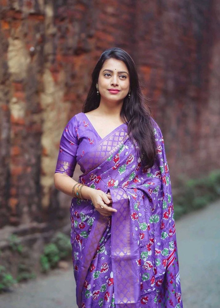 Beautiful Purple Floral Saree