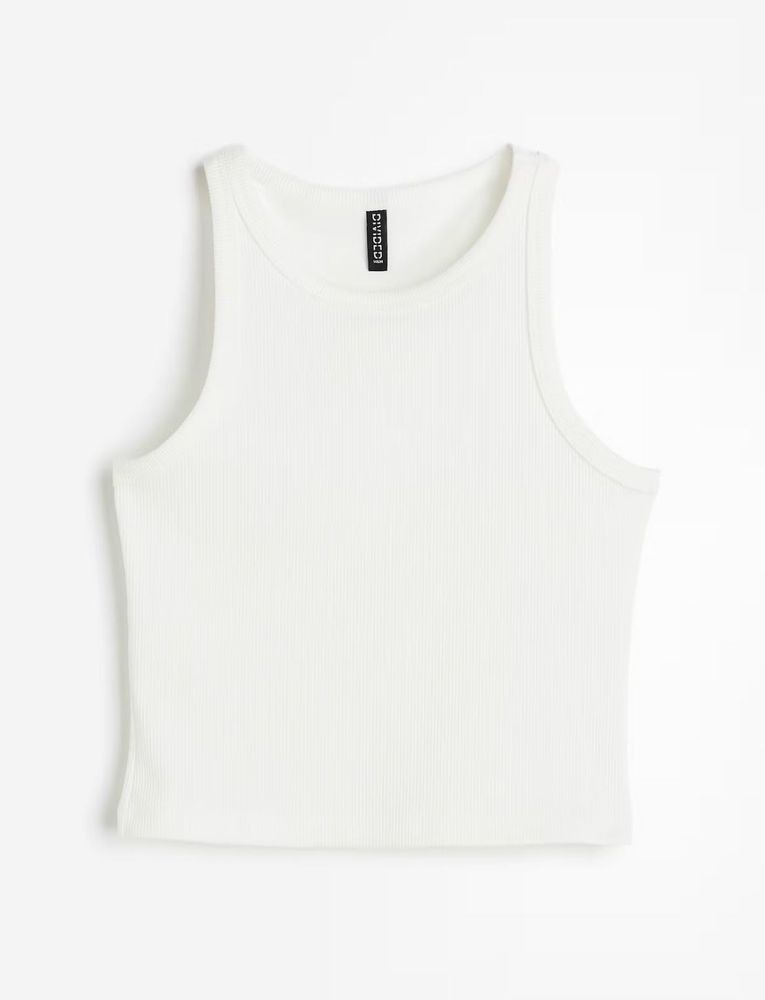 Ribbed White Tank Top(S)