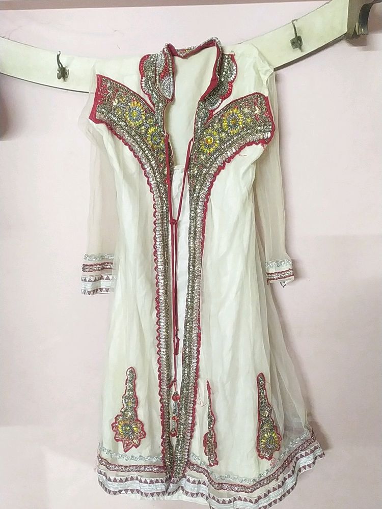 Very Beautiful Wedding Wear Red And White Maxi