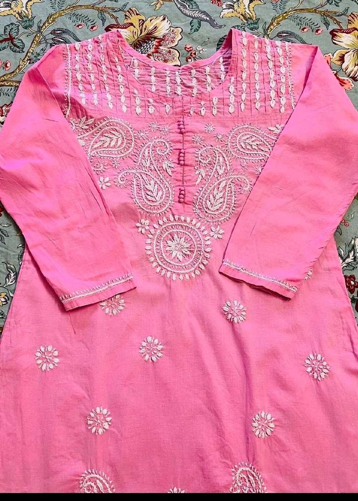 Pink Chikankari Kurta
