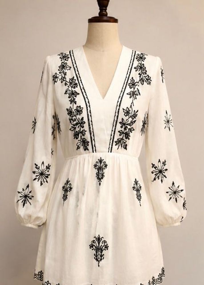 Boho Embroidered White top