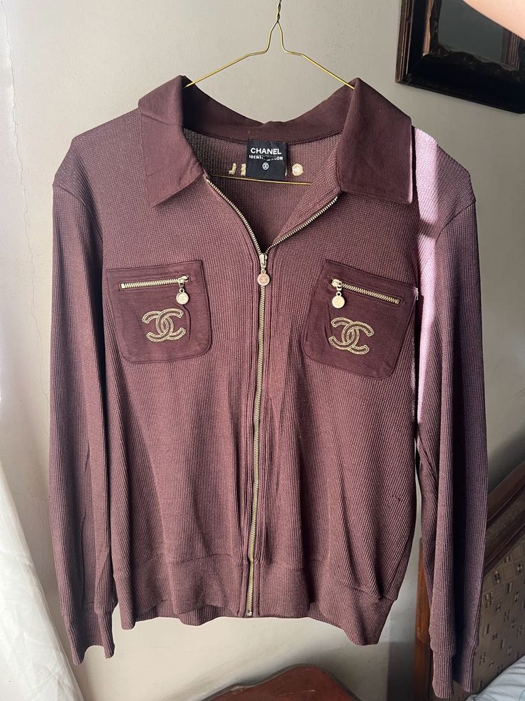 vintage Chanel Zip-Up Knit top