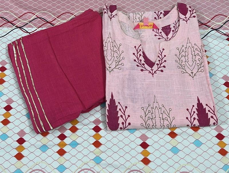 Pink Printed Kurta and Pant Set
