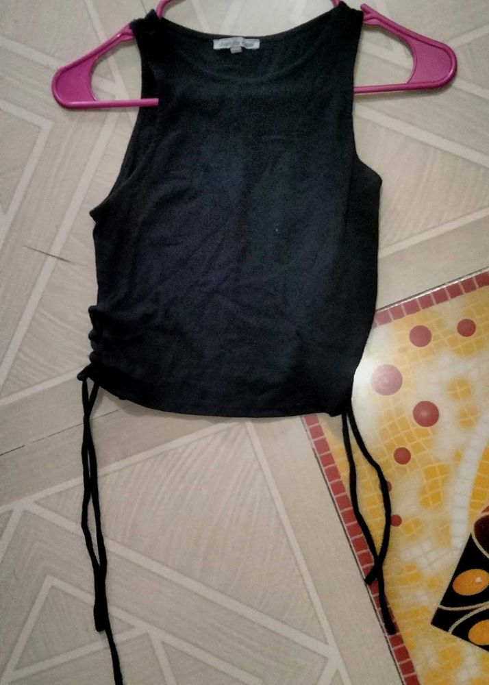 Black Ruched Tank Top