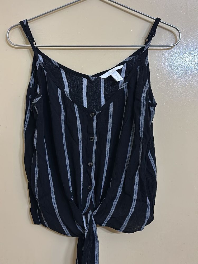 Striped Tie-Front Tank Top