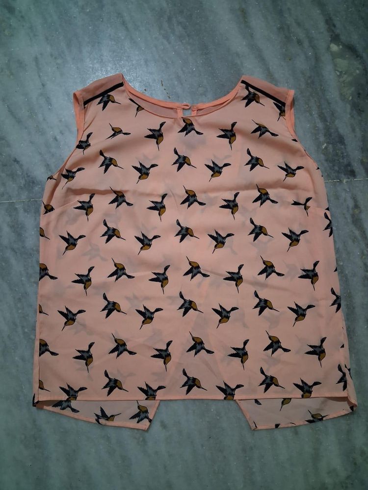 Bird Print Sleeveless Top