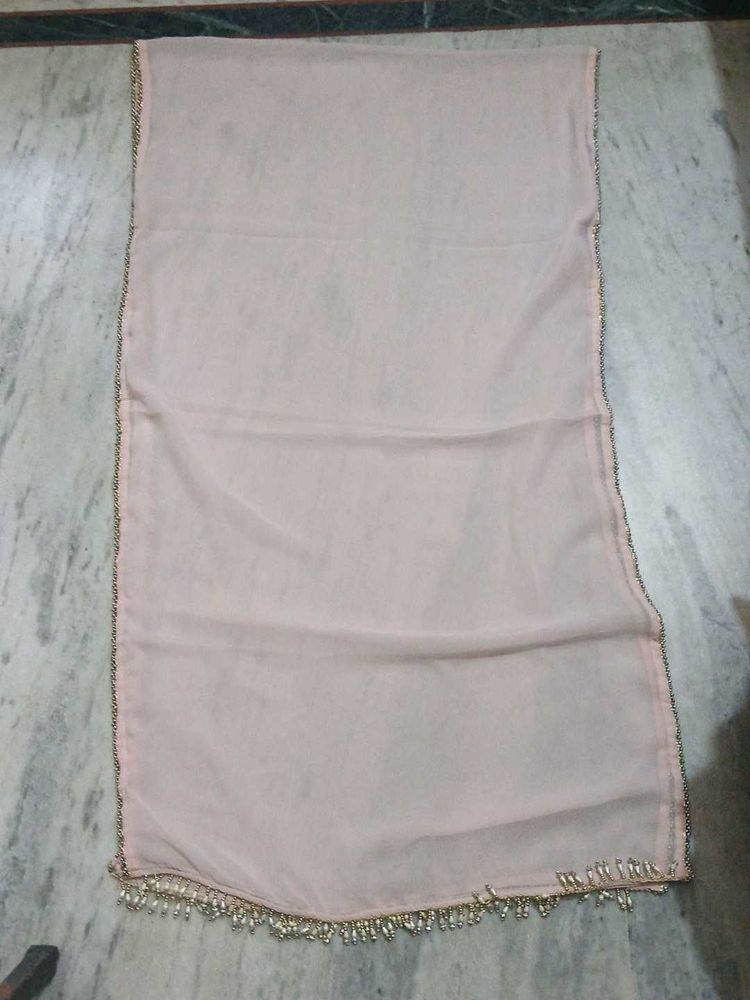 Elegant Pink Dupatta with Beadwork