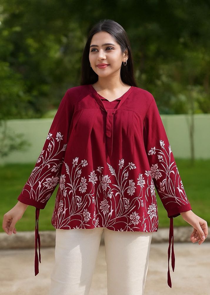 Floral Maroon Kurta (XL)