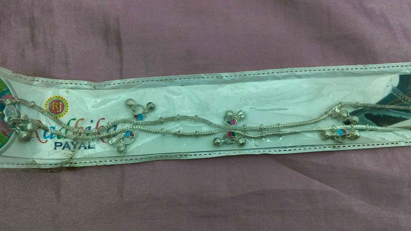 Traditional Silver Anklets with Charms