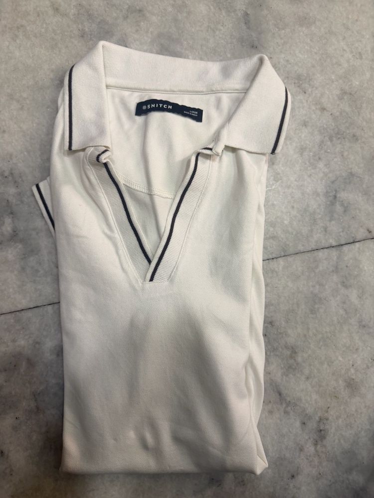 SNITCH Men's White Polo T-Shirt
