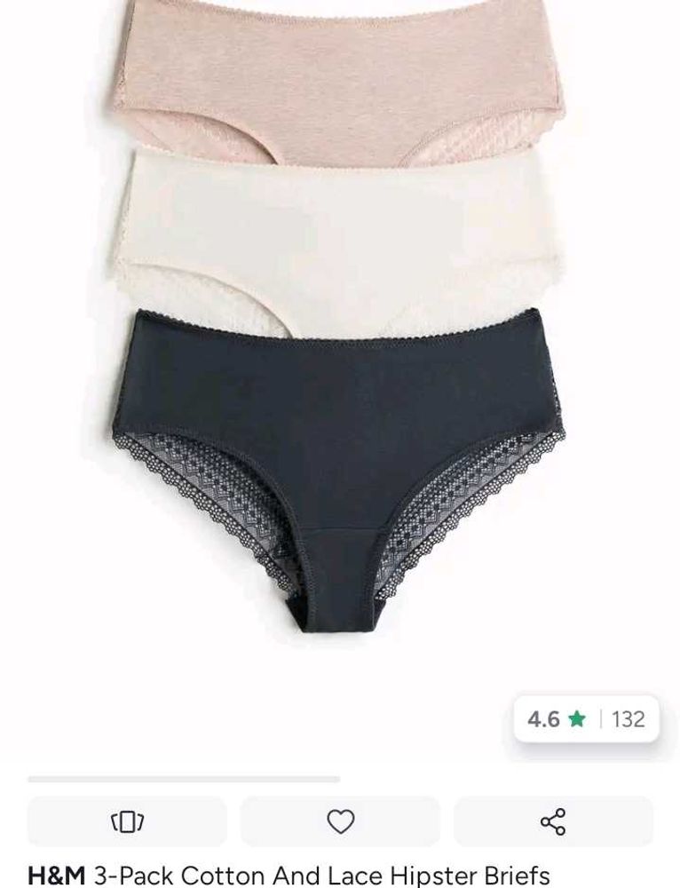 H&amp;M 3-Pack Cotton &amp; Lace Briefs