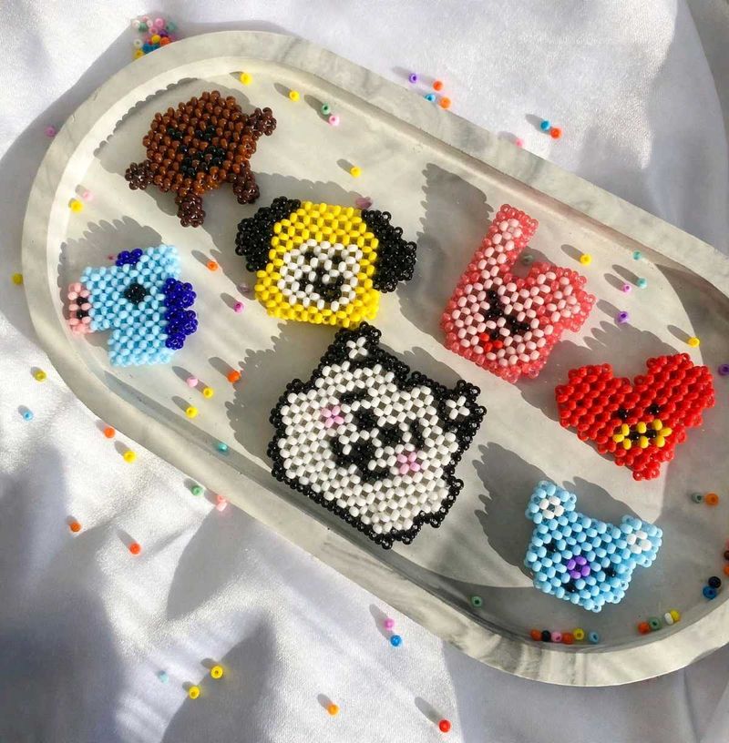 Cute Beaded BTS Charms keychain