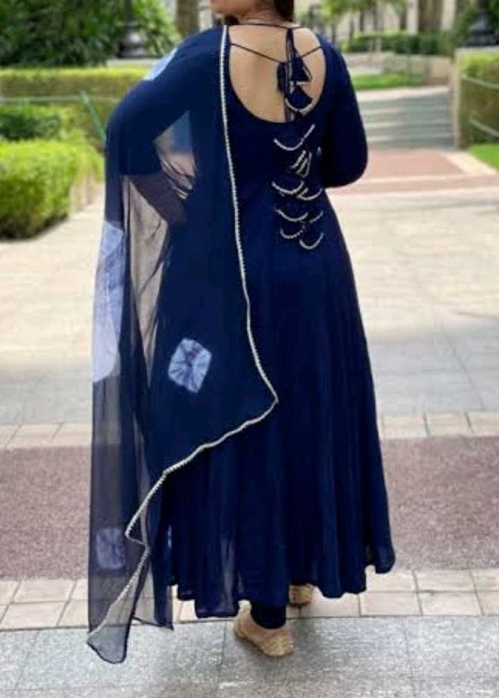 Elegant Navy Blue Kurta Set with Dupatta