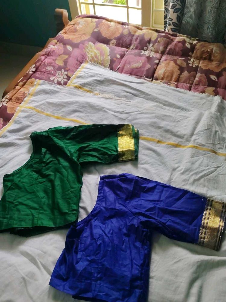 two no lining blouse with silk like borders