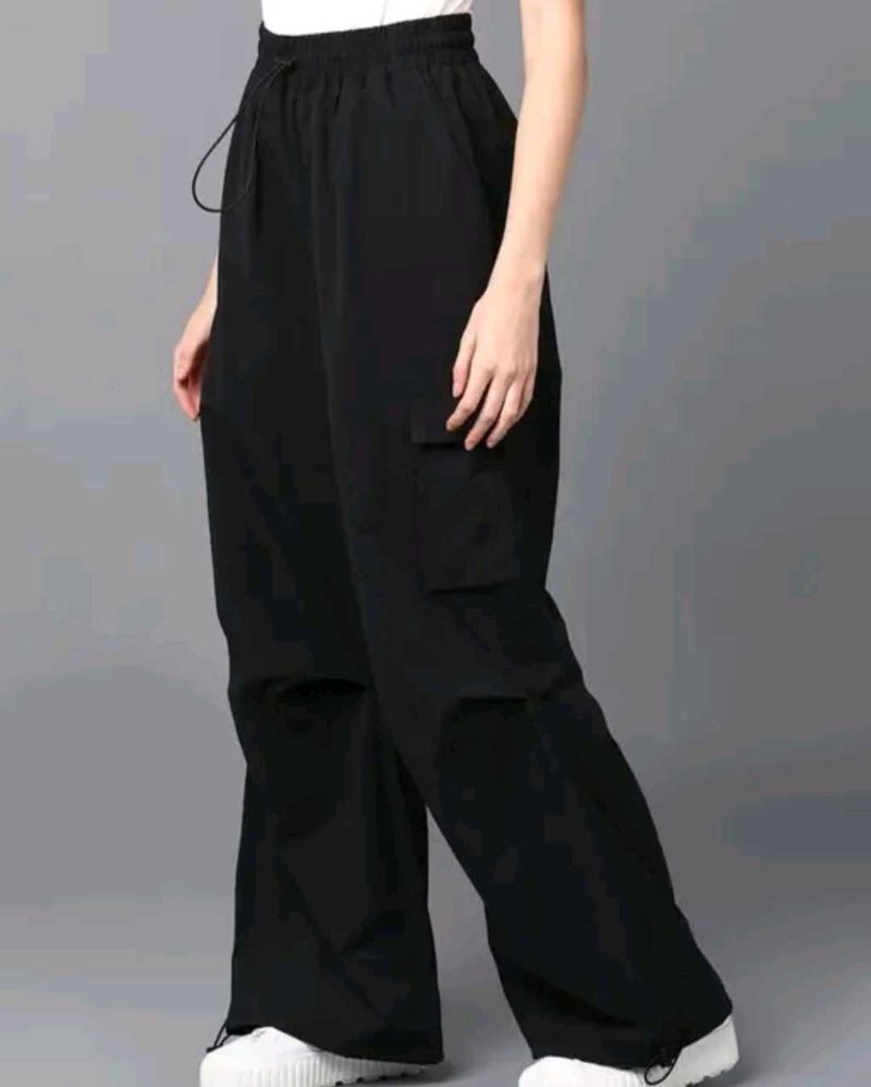 Black Cargo Trackpants