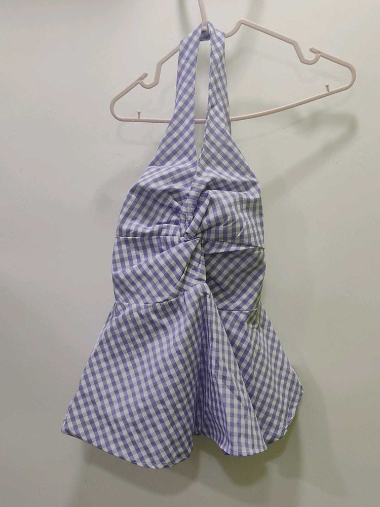 Gingham Halter Neck Top