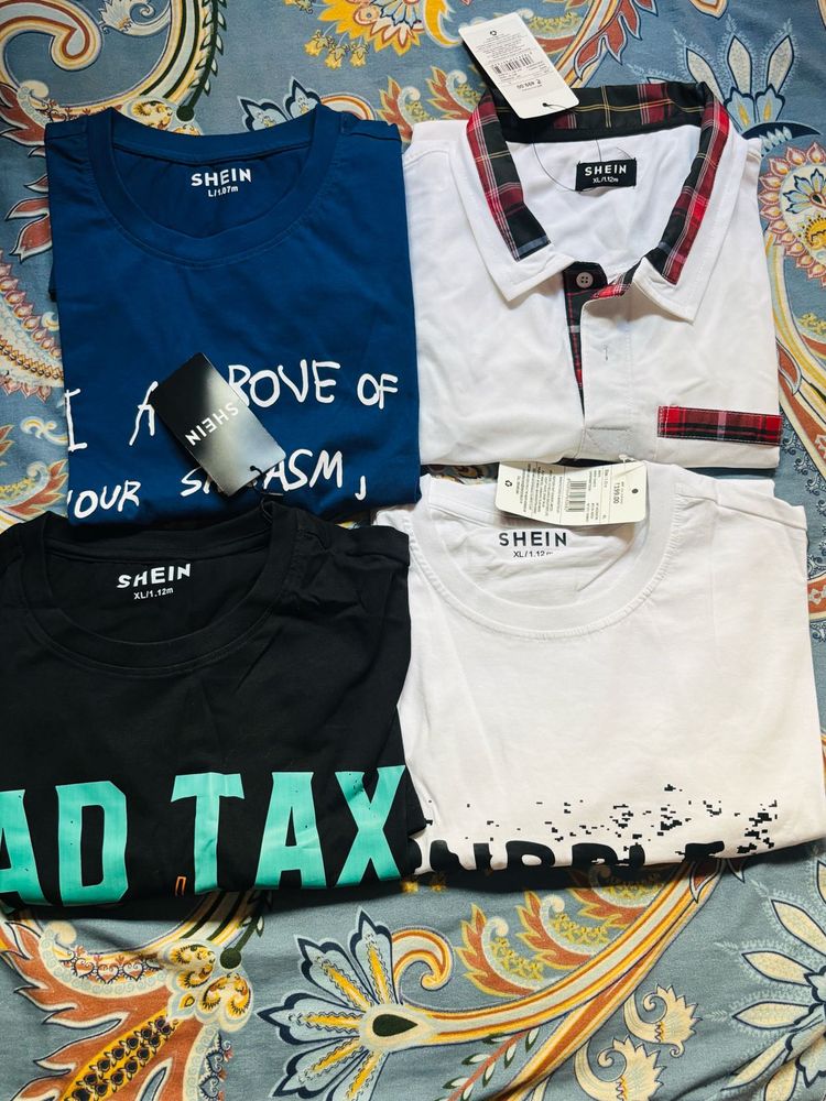 4 Shein Graphic T-Shirts Bundle