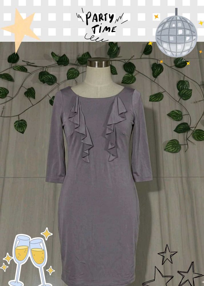 Chic Ruffled Grey Dress