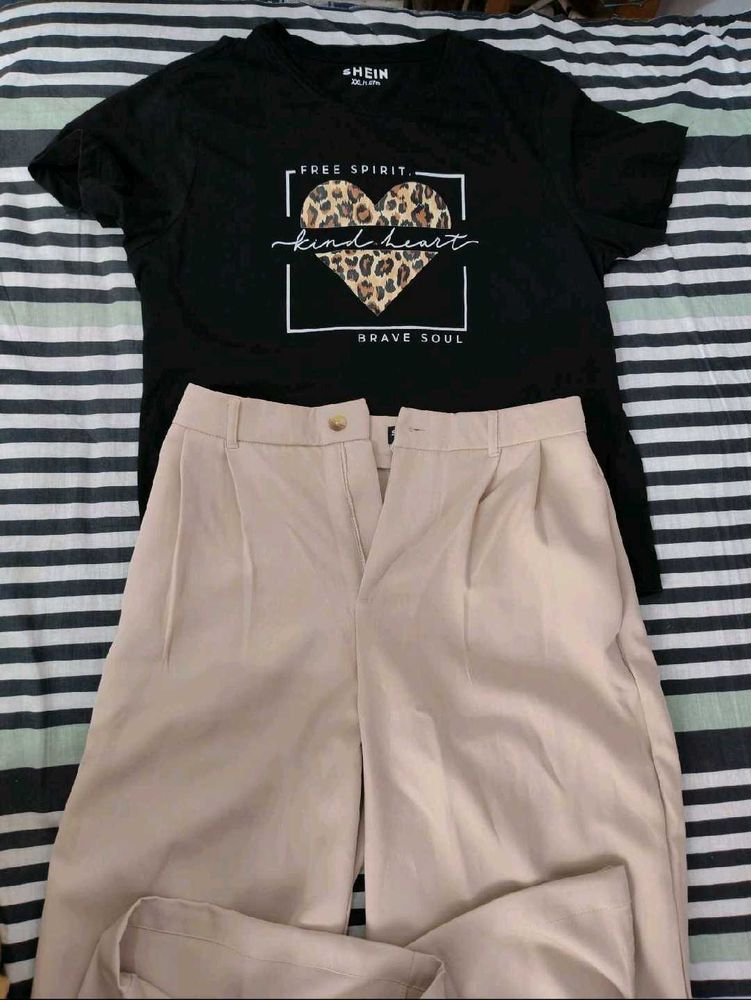 SHEIN Black Leopard Heart Graphic Tee