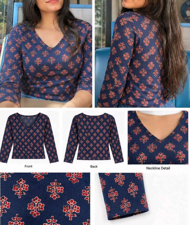 Stylish Printed V-Neck Top