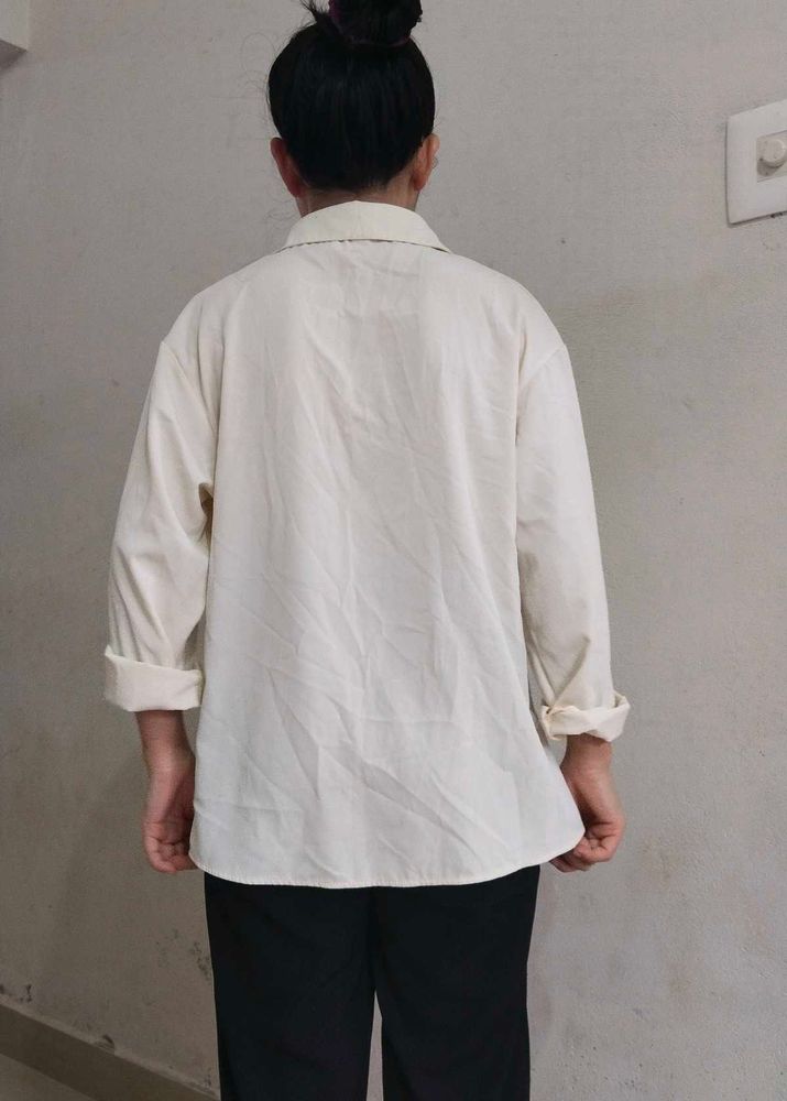 Cream Oversized Button-Up Shirt