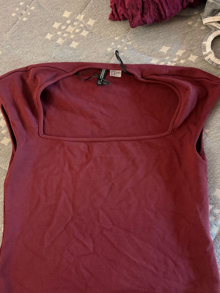 H &amp; M Chic Maroon Square Neck Top