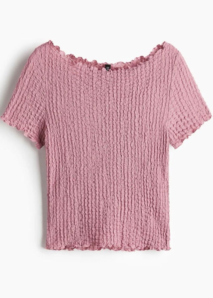 Textured Pink Short Sleeve Top