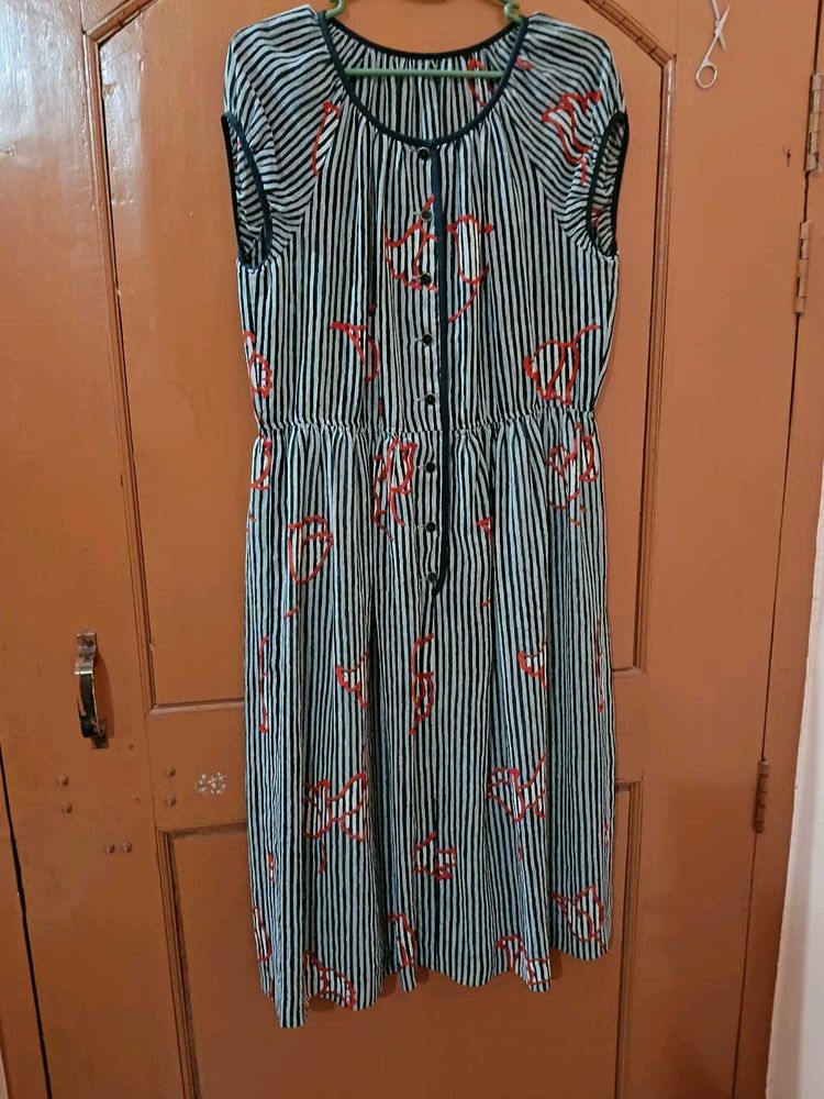 Striped Button-Up Midi Dress