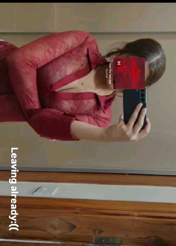 Red Lace Sheer Top