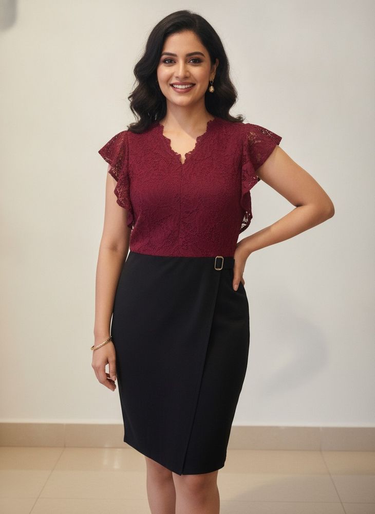 latin quarter formal dress maroon colour