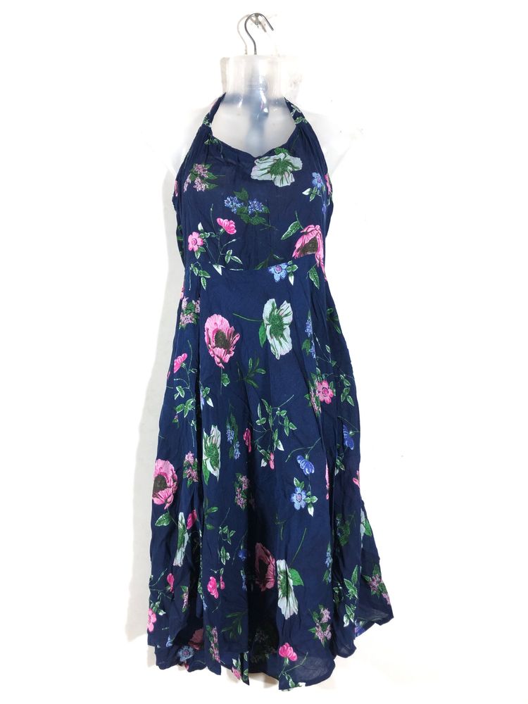 Navy Blue Floral Printed Dress(Women’s)