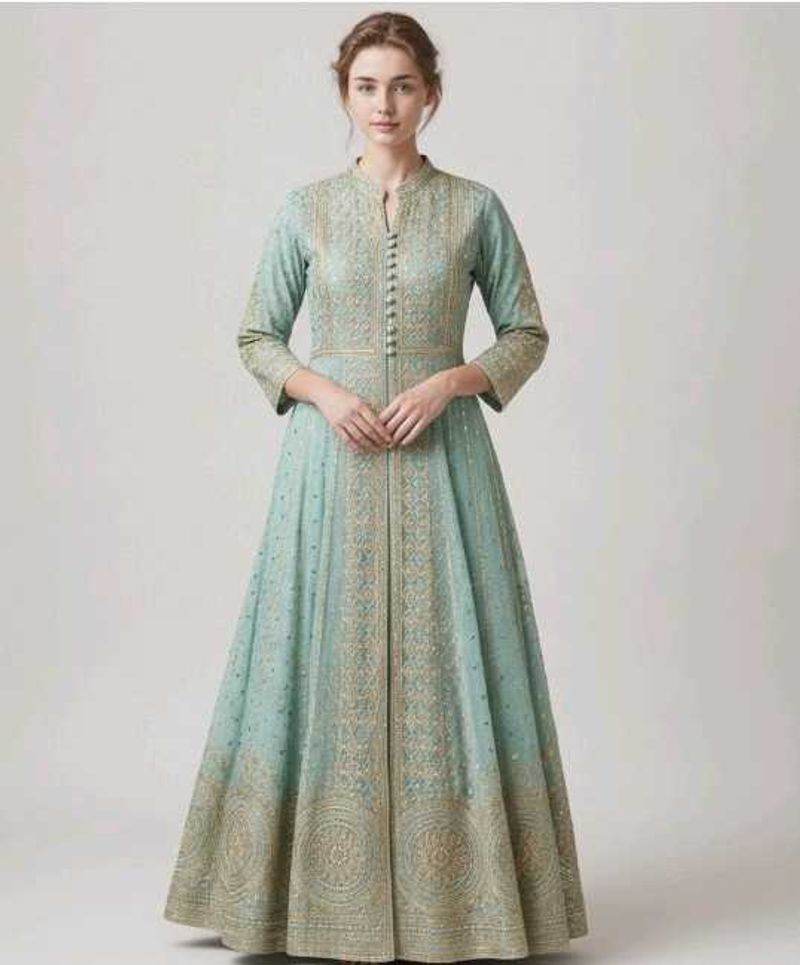 W Cyam Glitter Sequence Work Kurta with Leggings